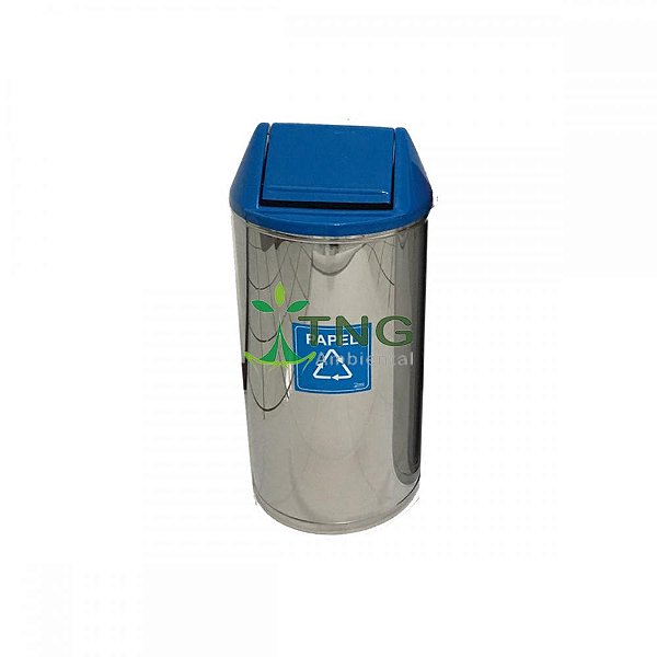Lixeira 80 litros em aço inox com tampa vai-vem em fiberglass