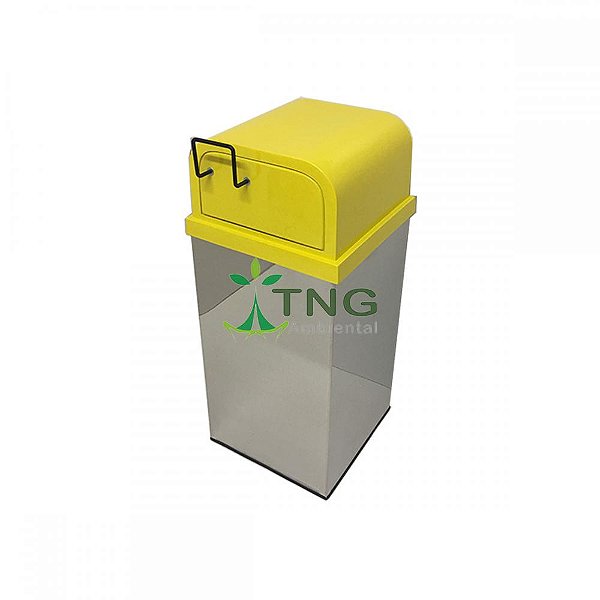 Lixeira 120 litros em aço inox com tampa fast-food em fiberglass