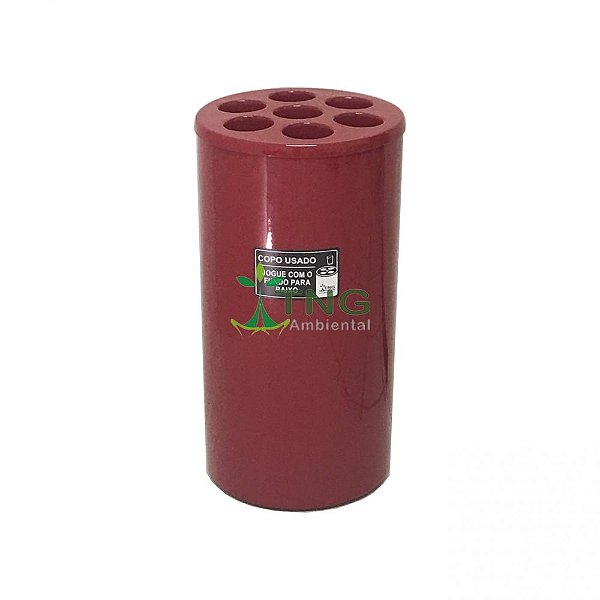 Lixeira para copos usados em fiberglass com 07 aberturas para copos de água