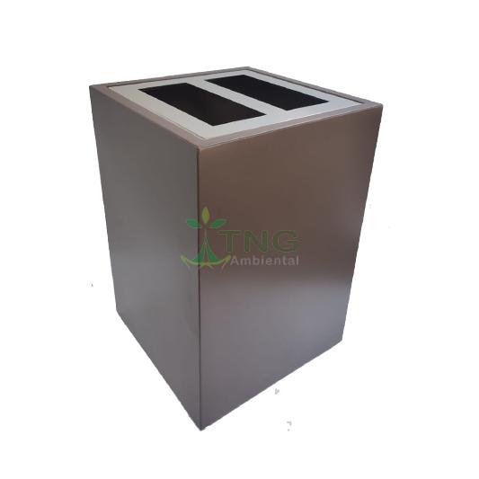 Lixeira 100 litros em aço pintado com 02 cestos internos