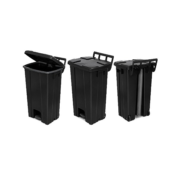 Lixeira 100 litros em plástico com pedal e rodas