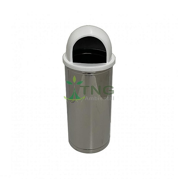 Lixeira 32 litros em aço inox com tampa em fiberglass abertura frontal