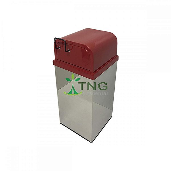 Lixeira 230 litros em aço inox com tampa em fiberglass modelo fast food