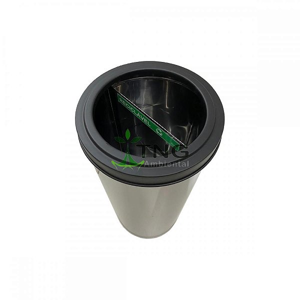 Lixeira 50 Litros Em Aço Inox Com Duas Divisórias Fixas e Aro