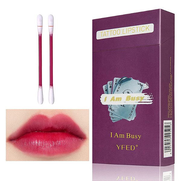 Tattoo Lipstick Cotton Swab I Am Busy | Lip Tint Cotonete *Cor Cherry
