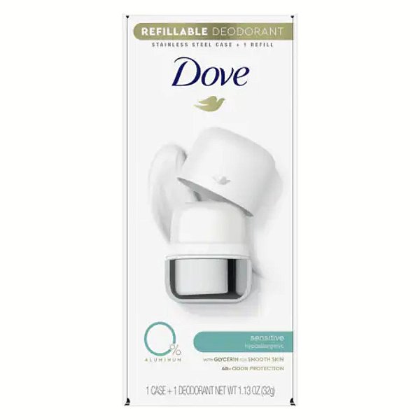Desodorante Refill Dove Refillable Deodorant Starter Kit 0% Aluminum Sensitive 1.13 oz
