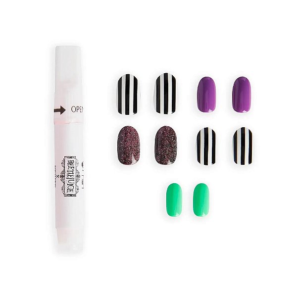 Unhas Beetlejuice x Revolution False Nails