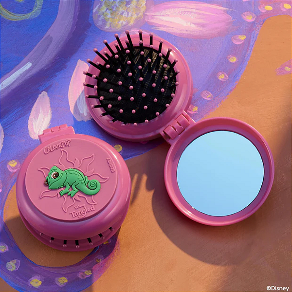 Mini Escova e Espelho Portátil Colourpop X Disney Tangled Tangled Pascal Hair Brush Mini Pocket Brush + Mirror | Enrolados Disney