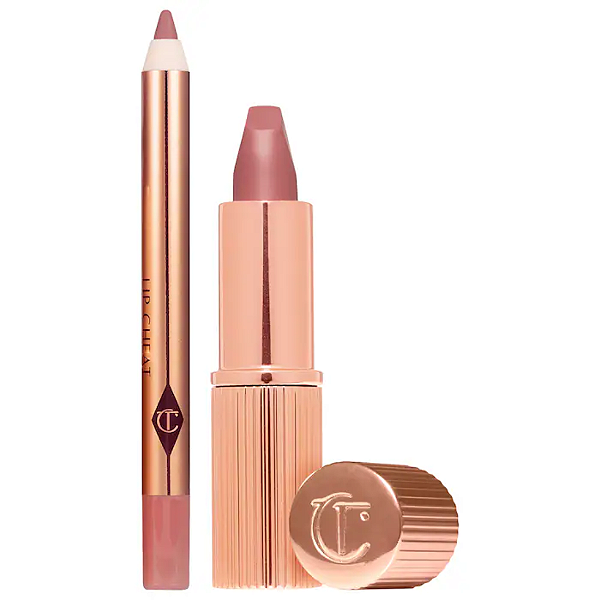 Mini Kit Lápis e Batom Charlotte Tilbury Mini Pillow Talk Lipstick & Liner Set | Cor: Pillow Talk