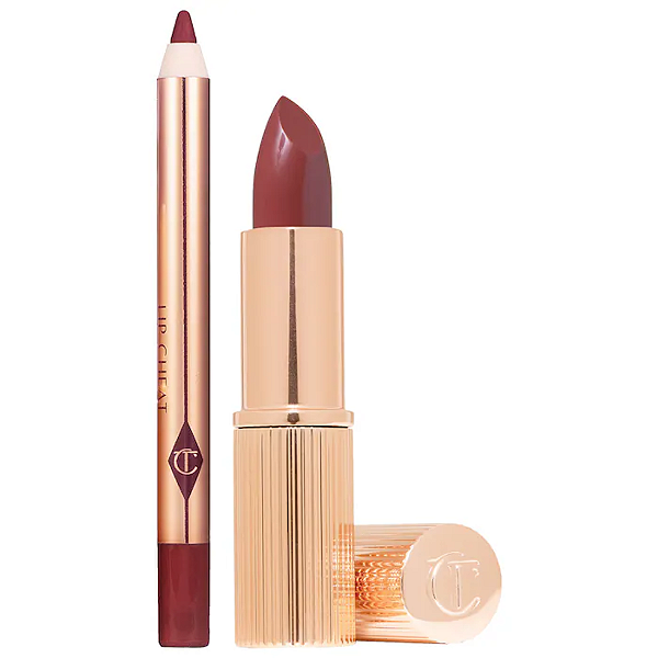 Mini Kit Lápis e Batom Charlotte Tilbury Mini Pillow Talk Lipstick & Liner Set | Cor: Pillow Talk Deep