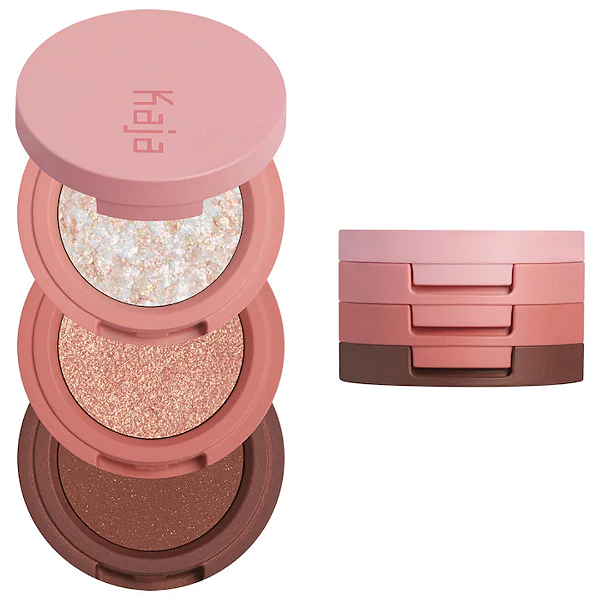 Trio de Sombras Kaja Eye Bento Bouncy Eyeshadow Trio | Cor: Coral Sunrise