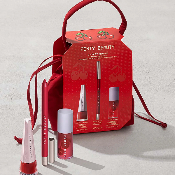 Kit Labial Fenty Beauty Cherry Mouth 3-Piece Lip Set + Pouch