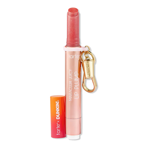 Gloss Labial Tarte x Dunkin' Maracuja Juicy Shimmer Glass Lip Plump + Free Charm | Cor: Rosy Mauve Shimmer Glass