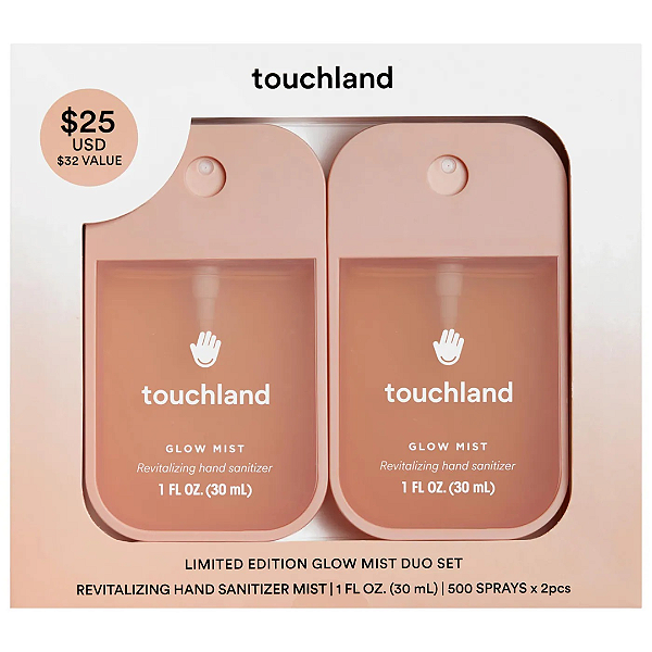 Duo Higienizador para as Mãos Touchland Limited Edition Glow Mist Revitalizing Hand Sanitizer Duo Value Set