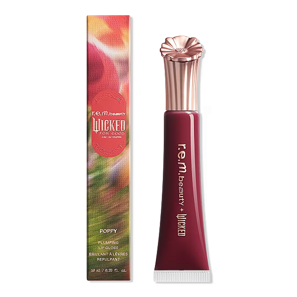 Gloss Labial R.e.m Beauty x Wicked: For Good Wicked Poppy Plumping Lip Gloss | Cor: Plum Petals | EDIÇÃO LIMITADA