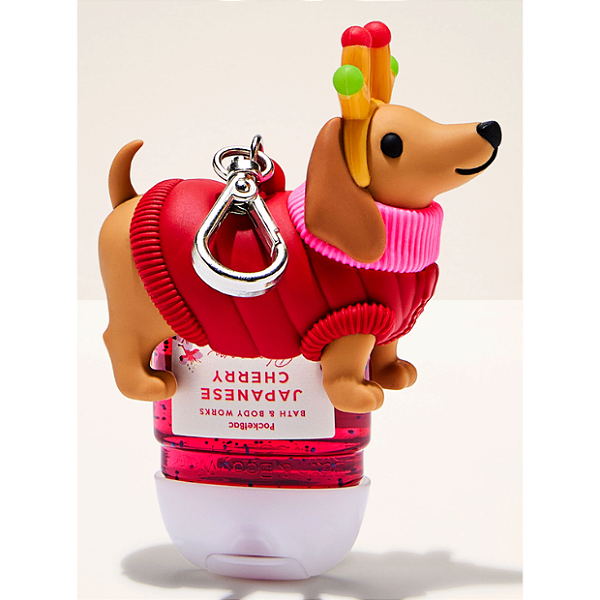 Suporte para Higienizador Bath and Body Works "PocketBac Holder" Festive Dog Light-Up