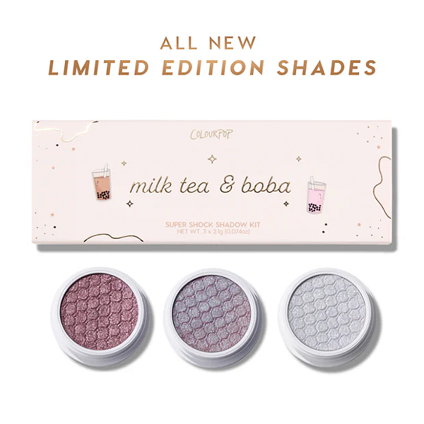 Kit Trio de Sombras Colourpop Super Shock Shadow Trios | Cor: Milk Tea and Boba | EDIÇÃO LIMITADA