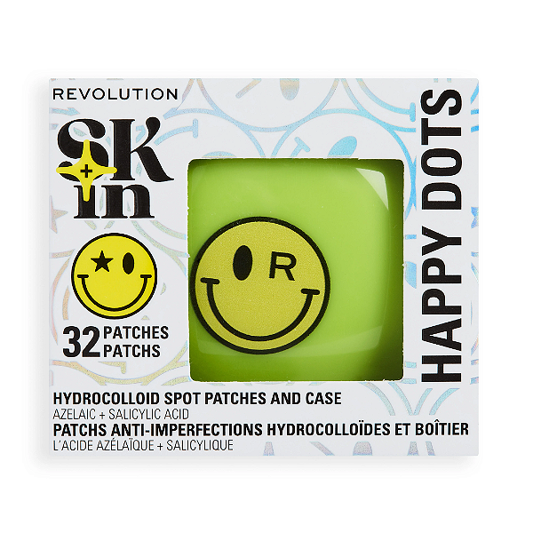 Adesivos Hidrocolóides + Case Revolution X S.W.Smiley Happy Dots Hydrocolloid Spot Patches and Case