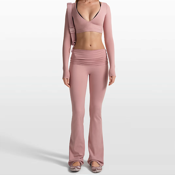 Calça Flare NikeSKIMS Matte Women's Flared Fold-Over Waistband Pants Tamanho L | Cor: Rosa