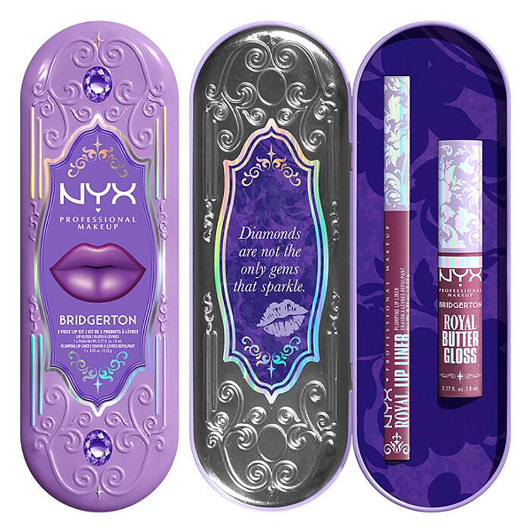 Kit Labial Nyx Bridgerton Royal Treasures 2-Piece Lip Kit | Cor: AMETHYST AMOUR, TALK OF THE TON | EDIÇÃO LIMITADA