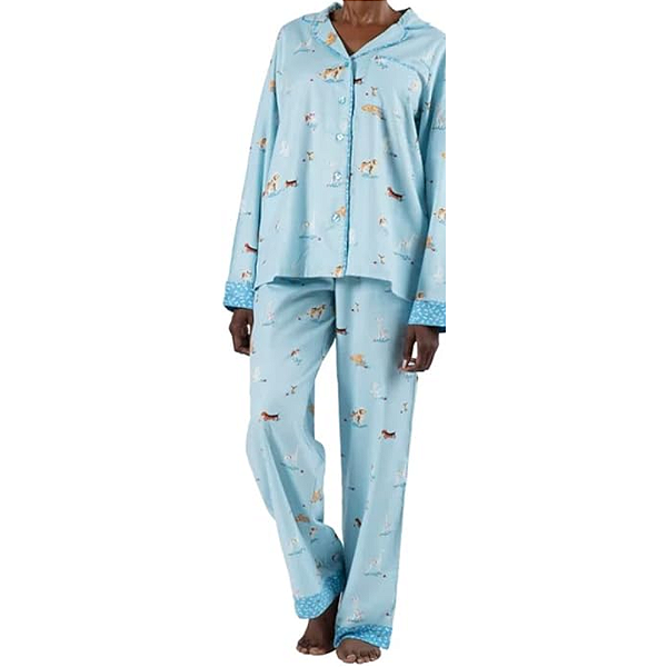 Conjunto de Pijama Munki Munki Women's Flannel Notch Collar Classic Pajama Set, All Dogs | Tam: M