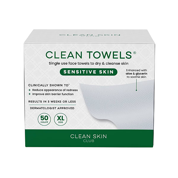 Toalha Facial Clean Skin Club Towels for Sensitive Skin | XL - 50ct