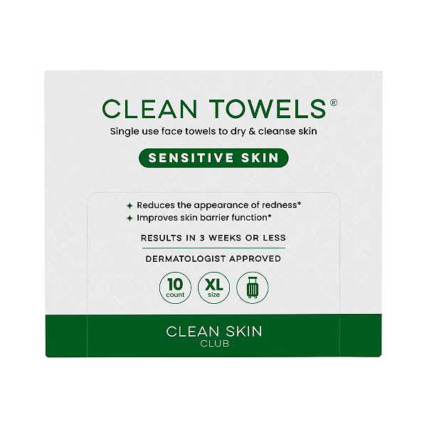 Toalha Facial Clean Skin Club Sensitive Skin Towels | XL - 10ct