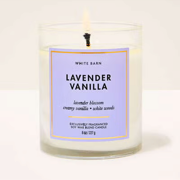 Vela Bath and Body Works White Barn Lavender Vanilla Single Wick Candle