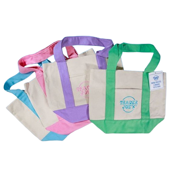 Mini Sacola Reutilizável Trader Joe's Large Canvas Tote Bag | Cor: Azul Pastel | EDIÇÃO LIMITADA