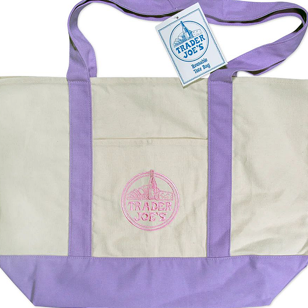 Sacola Reutilizável Trader Joe's Large Canvas Tote Bag | Cor: Lavanda | EDIÇÃO LIMITADA