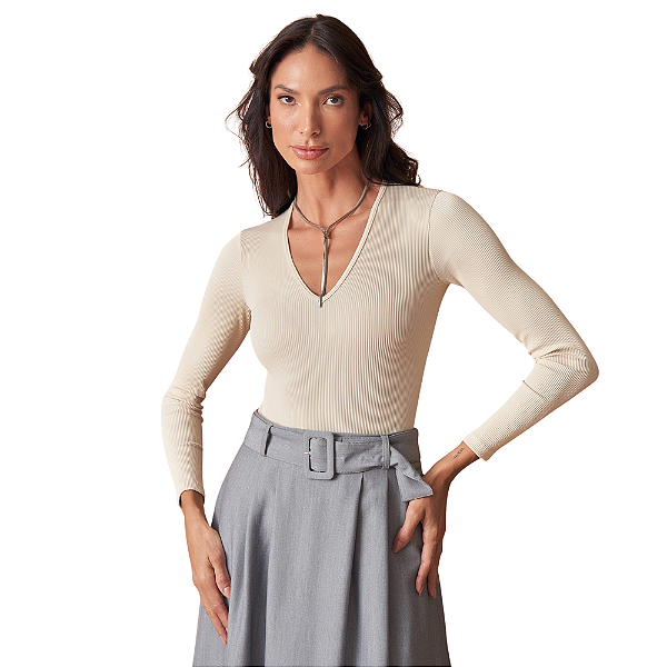 Body feminino manga longa jo Estratosfera