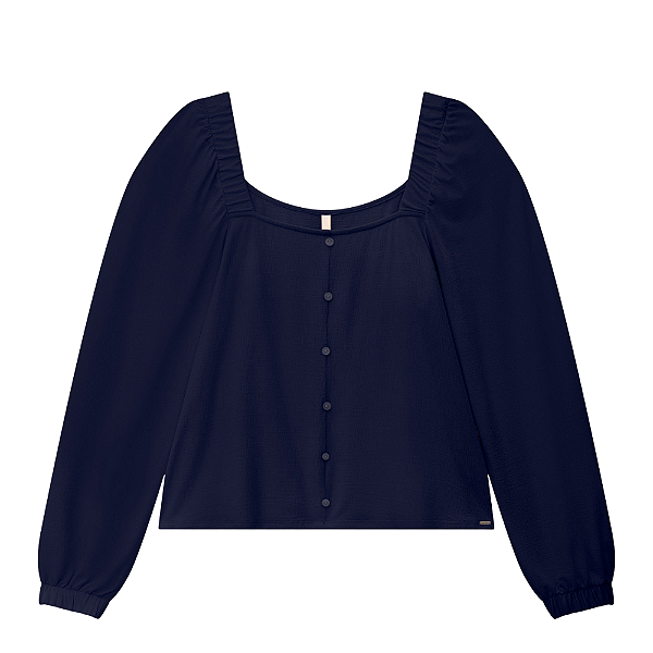 Blusa feminina malha com mangas bufantes plus size Lunender
