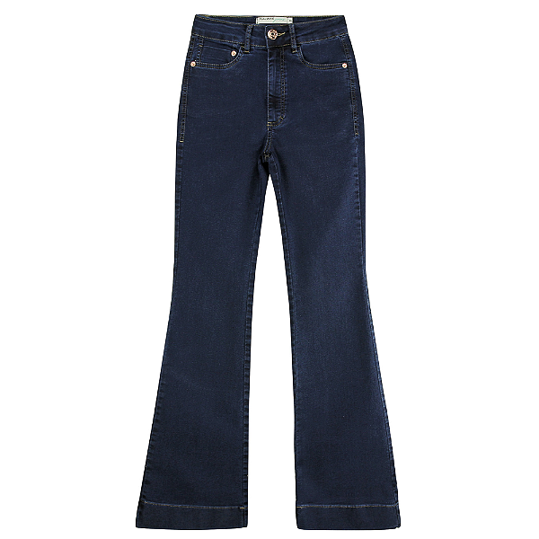 Calça feminina jeans flare small plus size Malwee