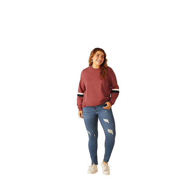 Calça feminina jeans skinny push up plus size Malwee