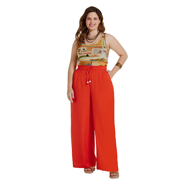 Calça feminina pantalona viscose plus size Lunender
