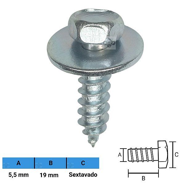 Parafuso Automotivo Sextavado 5,5 X 19mm