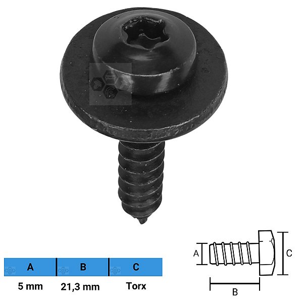 Parafuso Automotivo Torx 5 X 21,3mm