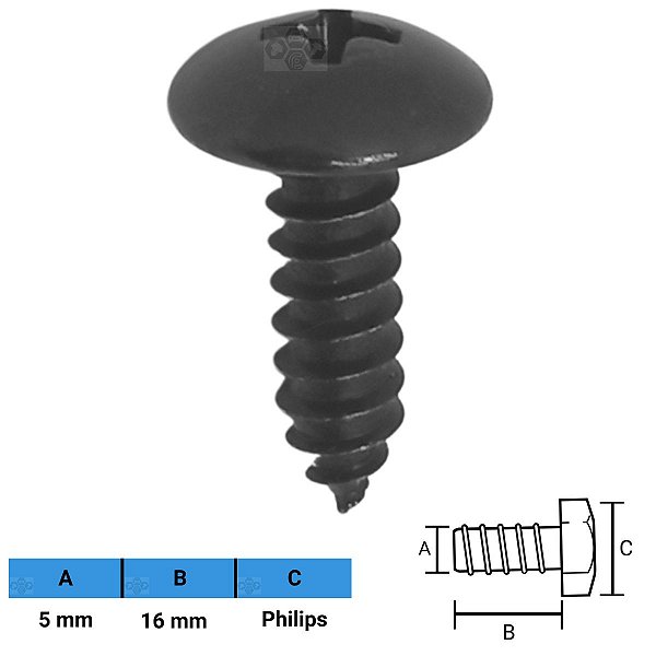 Parafuso Automotivo Philips 5 X 16mm