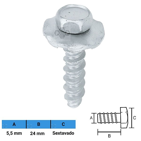 Parafuso Automotivo Sextavado 5,5 X 24mm