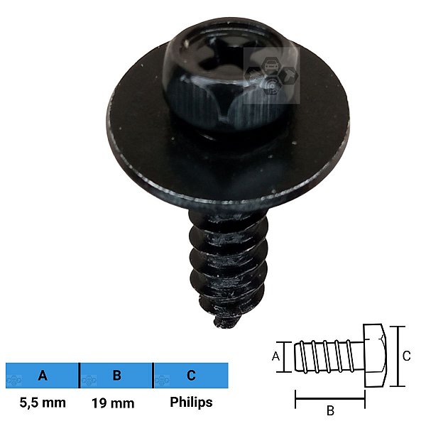 Parafuso Automotivo Philips 5,5 X 19mm