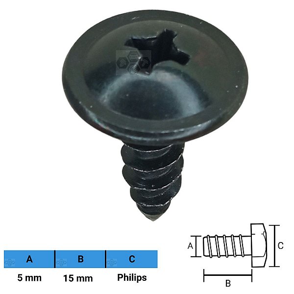 Parafuso Automotivo Philips 5 X 15mm