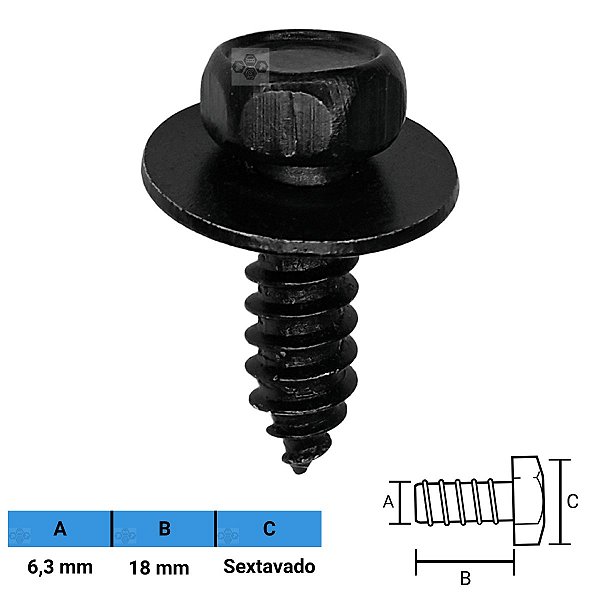 Parafuso Automotivo Sextavado 6,3 X 18
