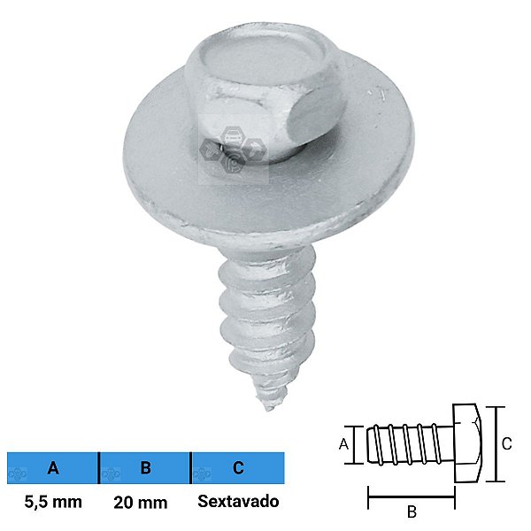 Parafuso Automotivo Sextavado 5,5 X 20mm