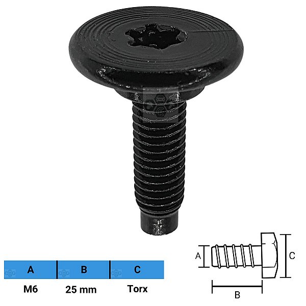 Parafuso Automotivo Torx M6 X 25mm