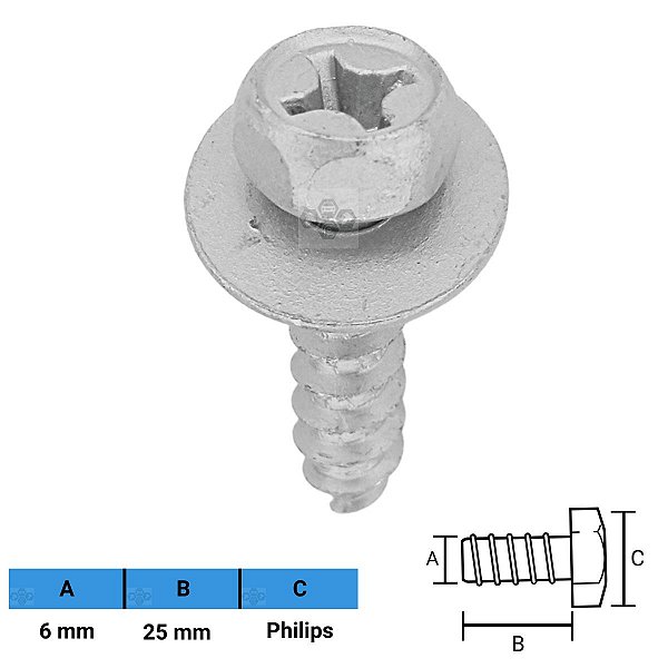 Parafuso Automotivo Philips 6 X 25mm