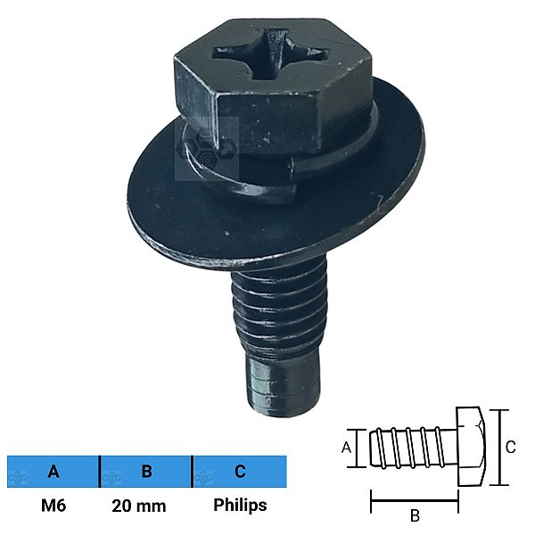 Parafuso Automotivo Philips M6 X 20mm