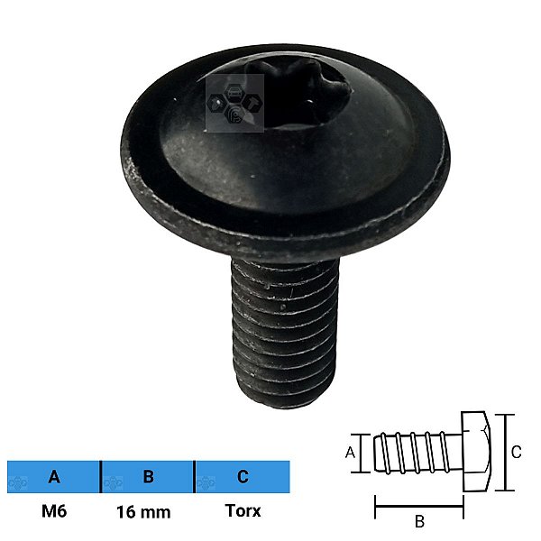 Parafuso Automotivo Torx M6 X 16mm