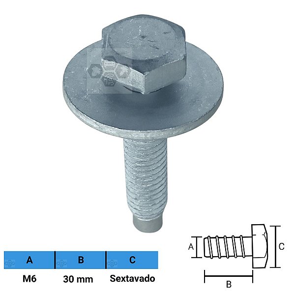 Parafuso Automotivo Sextavado M6 X 30mm
