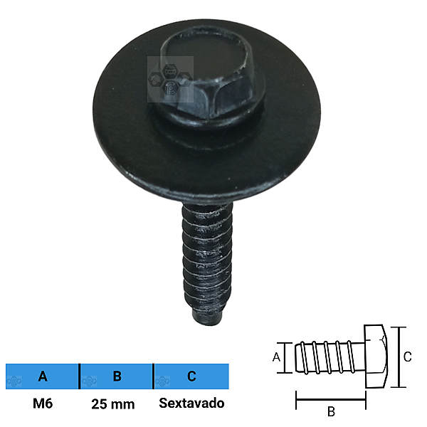 Parafuso Automotivo Sextavado M6 X 25mm