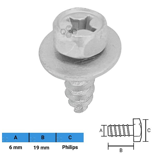Parafuso Automotivo Philips 6 X 19mm